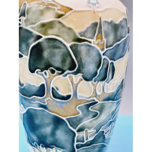 715 - Jane McCormick Studio Pottery 18cm Vase depicting Tree in Landscape.