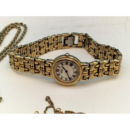 594 - Rotary Rolled Gold Ladies Watch, Seiko Ladies Watch and Pocket Watch on Chain.