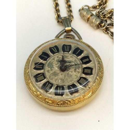 594 - Rotary Rolled Gold Ladies Watch, Seiko Ladies Watch and Pocket Watch on Chain.