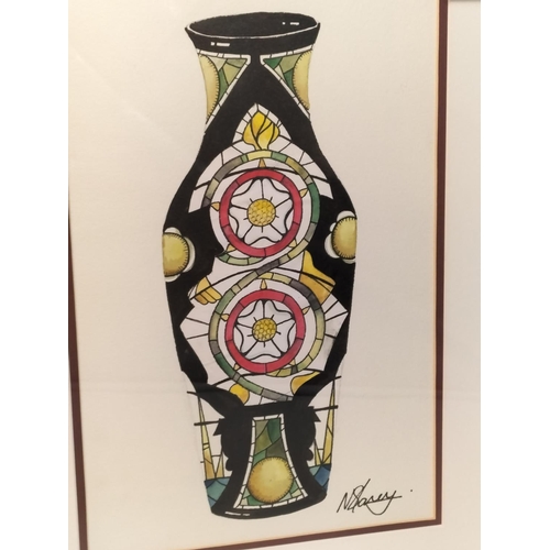 100 - Framed and Signed Moorcroft Watercolour Artwork for 'York Minster Rose' by Nicola Slaney. 49cm x 37c... 