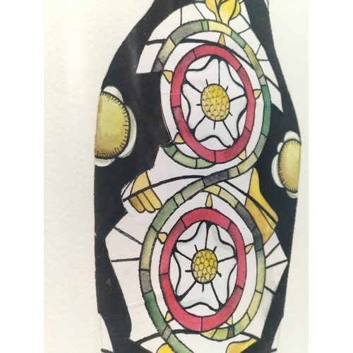 100 - Framed and Signed Moorcroft Watercolour Artwork for 'York Minster Rose' by Nicola Slaney. 49cm x 37c... 