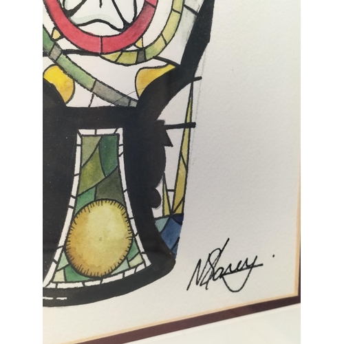 100 - Framed and Signed Moorcroft Watercolour Artwork for 'York Minster Rose' by Nicola Slaney. 49cm x 37c... 