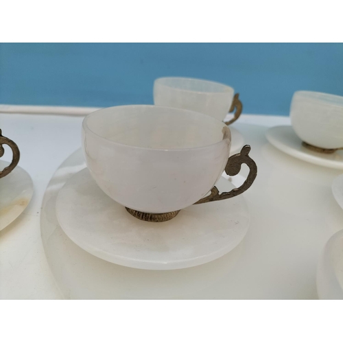 116 - Onyx Coffee Set to include 32cm Tray, Cups and Saucers (6) and Sugar Bowl.