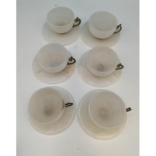 116 - Onyx Coffee Set to include 32cm Tray, Cups and Saucers (6) and Sugar Bowl.