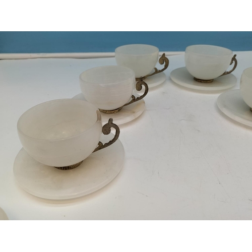 116 - Onyx Coffee Set to include 32cm Tray, Cups and Saucers (6) and Sugar Bowl.