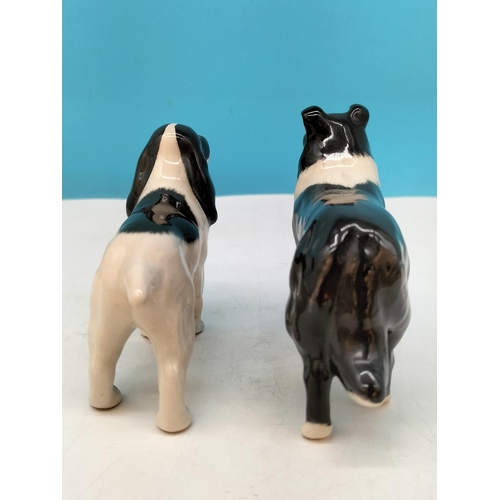 121 - Beswick Dogs Figures (2), Black and White Cocker Spaniel and Border Collie. Largest 10cm x 8cm.