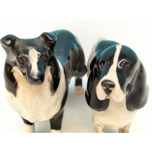 121 - Beswick Dogs Figures (2), Black and White Cocker Spaniel and Border Collie. Largest 10cm x 8cm.