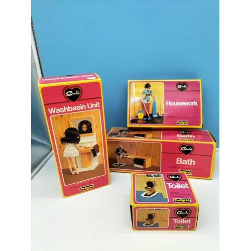 123 - Boxed Vintage 1970's Pedigree Sindy Bathroom Set to include Bath, Toilet (44551), Washbasin Unit (44... 