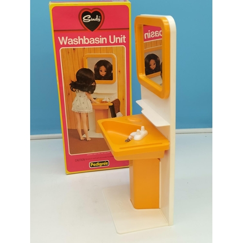 123 - Boxed Vintage 1970's Pedigree Sindy Bathroom Set to include Bath, Toilet (44551), Washbasin Unit (44... 