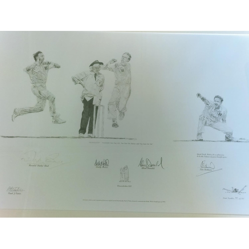 132 - Framed and Mounted Limited Edition Prints (3) Relating to Warwickshire Cricket Club including Jack R... 