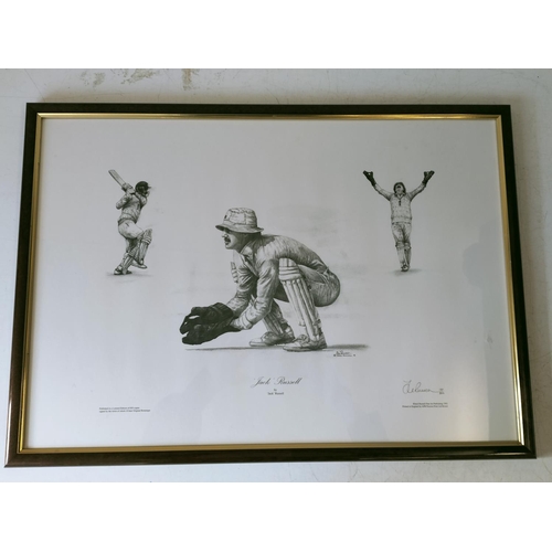 132 - Framed and Mounted Limited Edition Prints (3) Relating to Warwickshire Cricket Club including Jack R... 