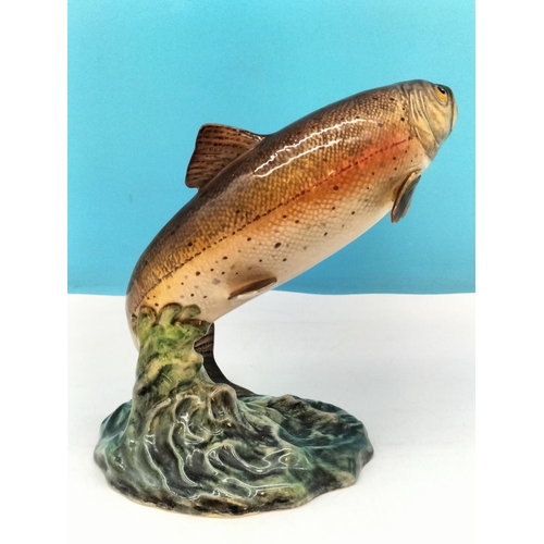 135 - Beswick Figure of a Leaping Trout 1032. 16cm High, 18cm x 11cm. Professional Restoration to Fin.