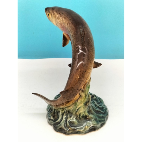 135 - Beswick Figure of a Leaping Trout 1032. 16cm High, 18cm x 11cm. Professional Restoration to Fin.