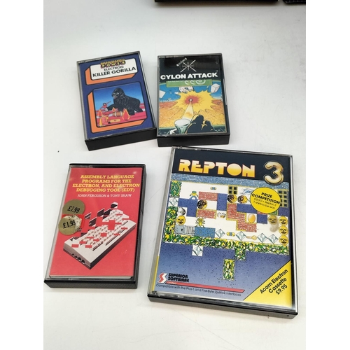 158 - Collection of Vintage Acorn Electron PC Games to include Hopper, Slogger, Strike Force Harrier, Elit... 