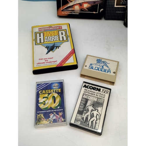 158 - Collection of Vintage Acorn Electron PC Games to include Hopper, Slogger, Strike Force Harrier, Elit... 