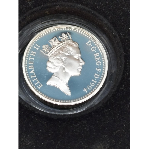 198 - Cased Royal Mint 1994 UK Silver Proof One Pound Coin.