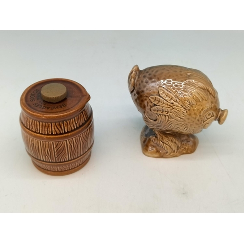 215 - Ceramic Miniature Whisky Decanters (4) to include Bear (with Contents), Haggis (with Contents), Badg... 