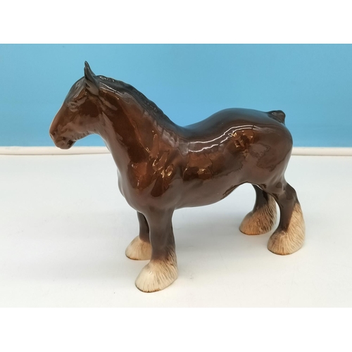 236 - Beswick Figure of a Pleated Mane Shire Horse. 22cm High x 24cm.