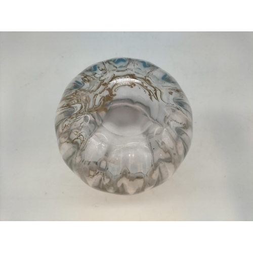 257 - 19th Century French St Louis Crystal Fluted Bowl with Heavily Gilded Floral Decoration. 15cm High.