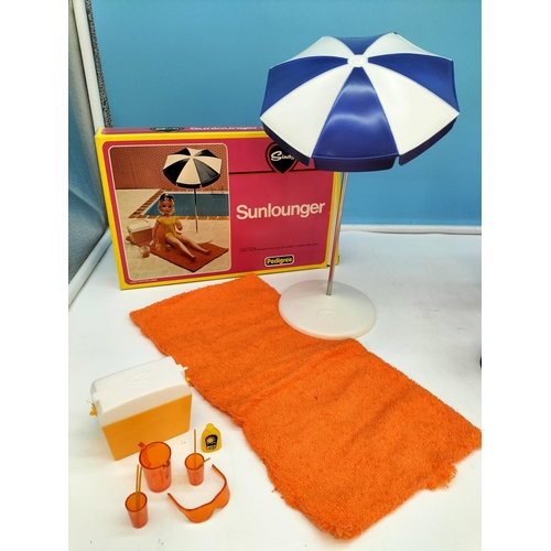 292 - Boxed Vintage 1970's Pedigree Sindy Camping Scene (44577), Sun Lounger (44423) and Barbecue (44420),... 