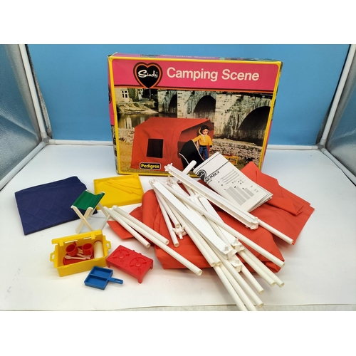 292 - Boxed Vintage 1970's Pedigree Sindy Camping Scene (44577), Sun Lounger (44423) and Barbecue (44420),... 