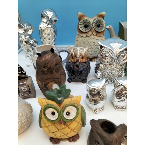 315 - Collection of Mixed Owl Figures and Owl Teapots. Tallest 19cm.