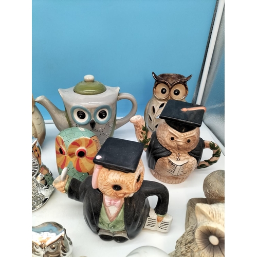 315 - Collection of Mixed Owl Figures and Owl Teapots. Tallest 19cm.