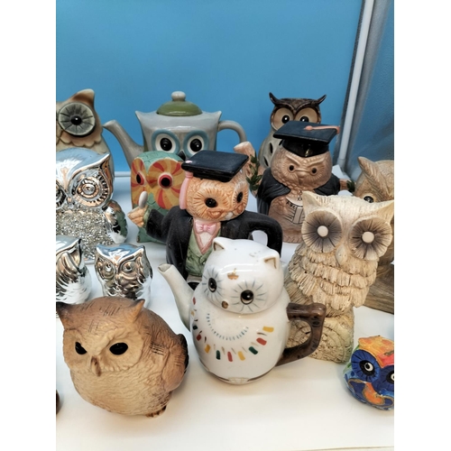 315 - Collection of Mixed Owl Figures and Owl Teapots. Tallest 19cm.