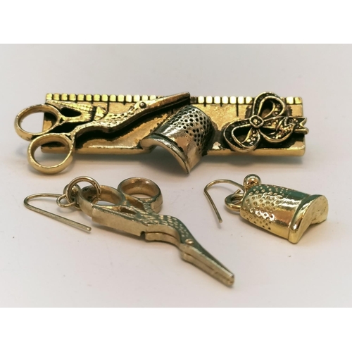 351 - Tailors Brooch and Earring Set.