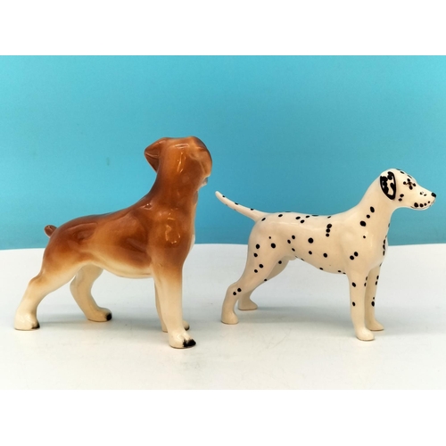 400 - Beswick Dog Figures (2), Dalmatian and Boxer. Largest 9cm High x 13cm.