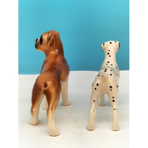 400 - Beswick Dog Figures (2), Dalmatian and Boxer. Largest 9cm High x 13cm.