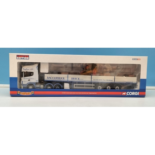 403 - Boxed Corgi Limited Edition 'Scania Topline Sided Crane Trailer with Brick Load 