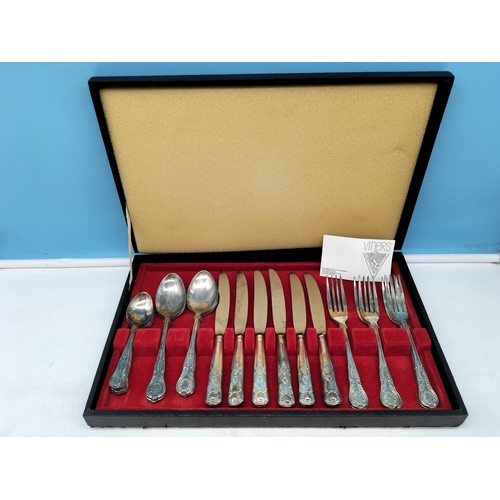 432 - Viners 6 Setting 'Kings Pattern' Cutlery Set plus Cased Fish Knives and Forks.