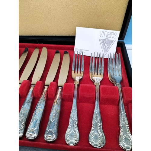 432 - Viners 6 Setting 'Kings Pattern' Cutlery Set plus Cased Fish Knives and Forks.