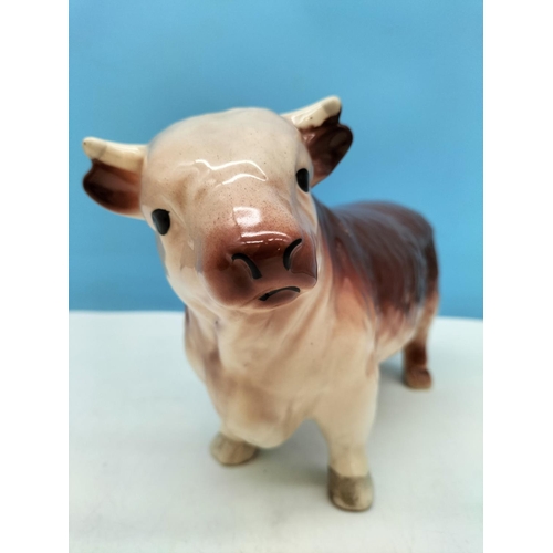 434 - Butchers Shop Display Bull Figure. Paint Flake and Repaint to Body. 19cm High, 31cm x 11cm.