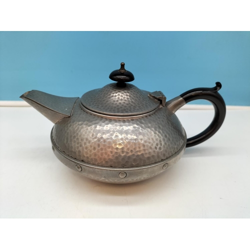 450 - English Pewter 4 Piece Tea Service to include Teapot, Milk Jug, Sugar Bowl and Tray. Teapot Measures... 