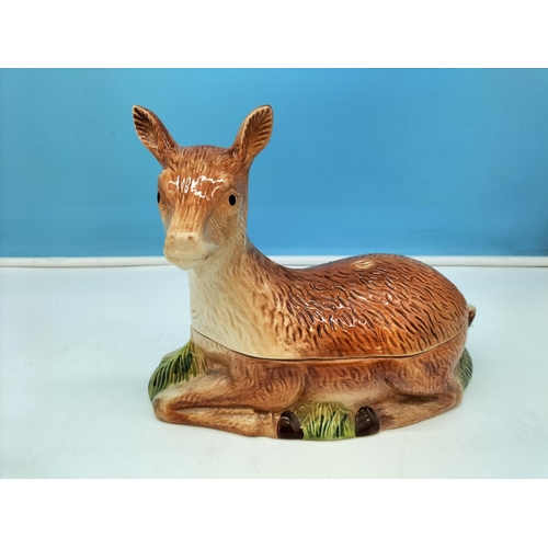 460 - Michel Caugant Deer and Duck Pate Pots. Deer measures 21cm High, 26cm x 12cm.