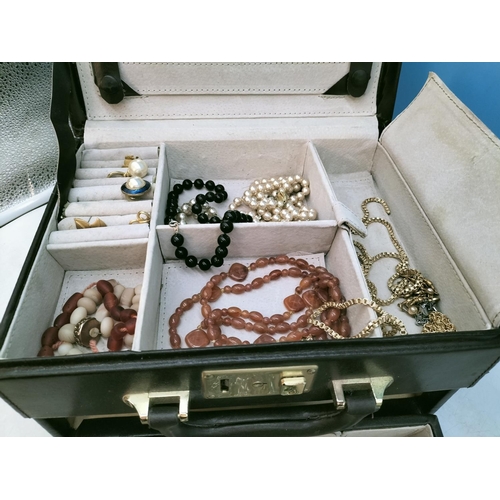 561 - Jewellery Case (and Key) with Mixed Costume Jewellery.