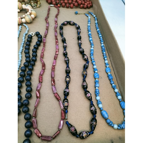 581 - Collection of Stone and Glass Bead Necklaces. One with Pair of Earrings.