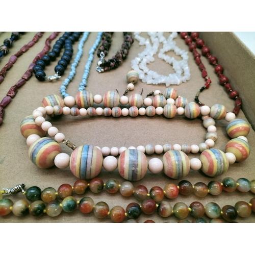 581 - Collection of Stone and Glass Bead Necklaces. One with Pair of Earrings.