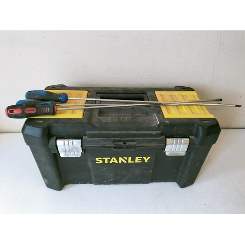 585 - Stanley Tool Box plus a Small Collection of Tools. 49cm x 20cm x 25cm. Collection Only.