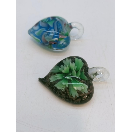 640 - Collection of Heart Shaped Glass Pendants.