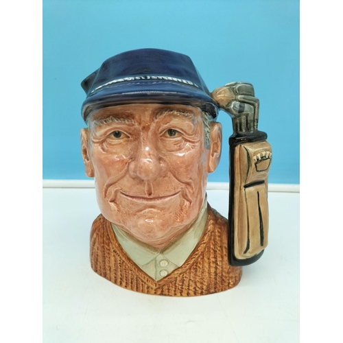 642 - Royal Doulton Large 19cm Character Jugs (3) to include Golfer D6623, Rip Van Winkle D 6438 and Robin... 