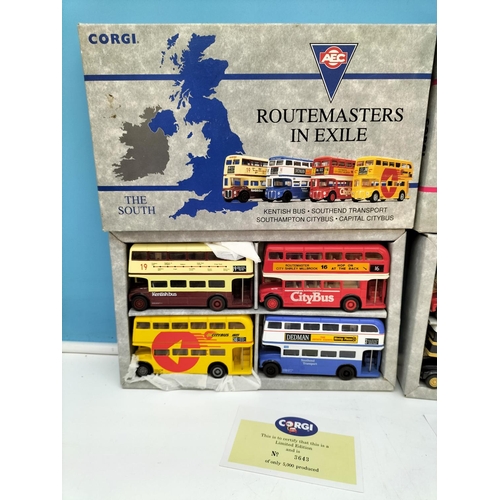 68 - Boxed Corgi Routemasters in Exile North and South Sets. Complete.