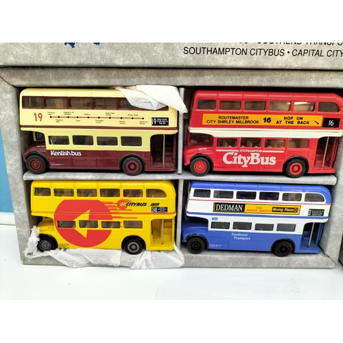 68 - Boxed Corgi Routemasters in Exile North and South Sets. Complete.