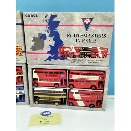 68 - Boxed Corgi Routemasters in Exile North and South Sets. Complete.