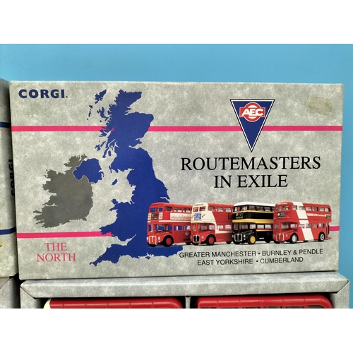 68 - Boxed Corgi Routemasters in Exile North and South Sets. Complete.