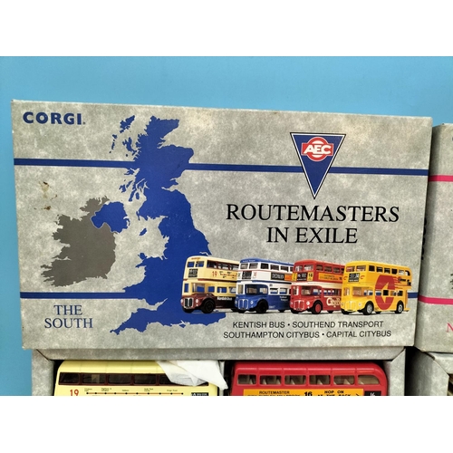 68 - Boxed Corgi Routemasters in Exile North and South Sets. Complete.