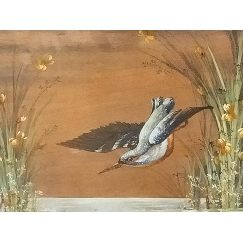 70 - Framed and Mounted Hand Painted Wooden Panel 'Kingfisher' by C. Beresford Hopkins a Royal Doulton Ar... 