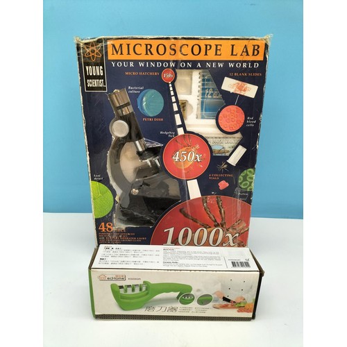 391 - Boxed Young Scientist Microscope Lab Set plus Boxed Eco Home Knife Sharpener.